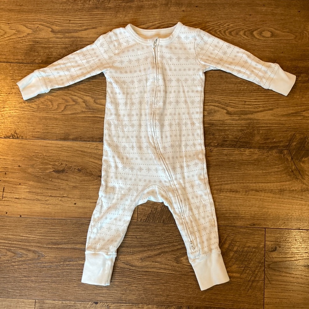 Make Make Organics White Snowflake Romper